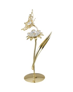 24K GOLD PLATED BUTTERFLY ON SUN FLOWER